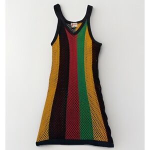 Payden Jamaica Flag Colors Green Gold Black Red Mesh String Vest Festival